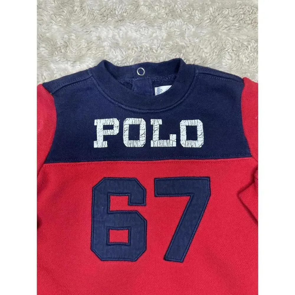 Ralph Lauren classic cotton red/navy blue colorblock one-piece Size 6M